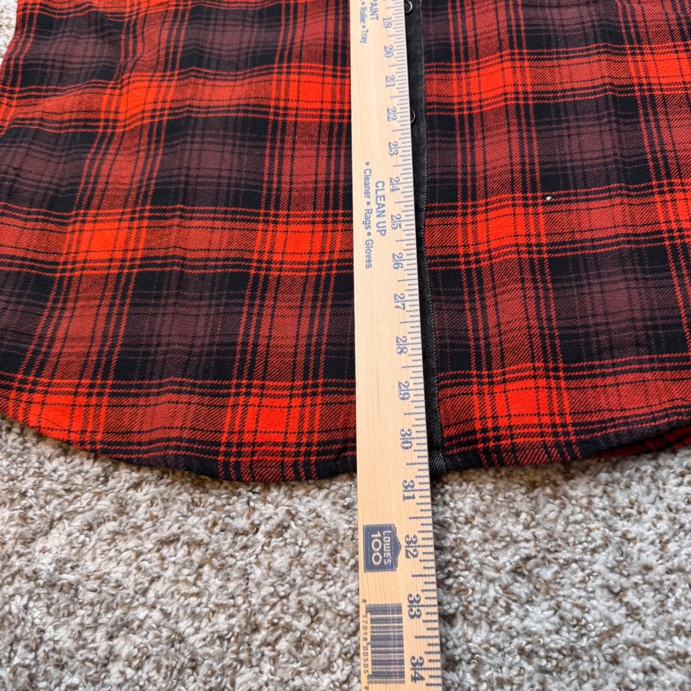 Levi Strauss Large Red Black Plaid Western Standard Fit Flannel Shirt Pearl Snap - Picture 4 of 7